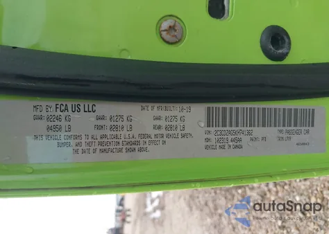 2019 Dodge Challenger Sxt z USA, uszkodzony, nr VIN 2C3CDZAG5KH741362